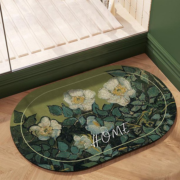 (40x60 cm, las rosas) alfombra de baño antideslizante absorbente alfombra de baño lavable a máquina alfombra de ducha de microfibra suave Rojo Verde Cocina, Decoración y Otros