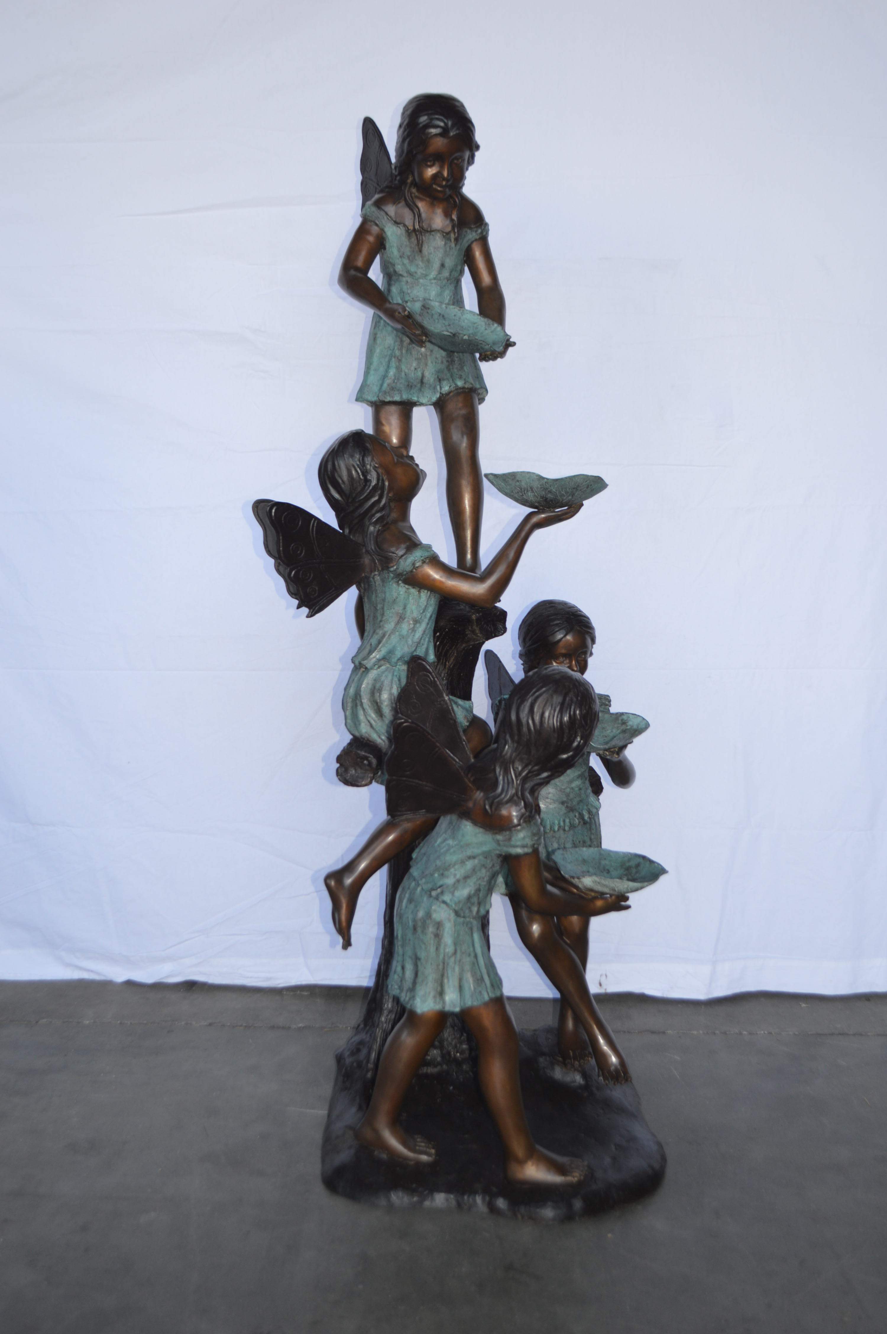 Nifao Four Angels Playing Outdoor Fountain Statue, Bronze Garden Water Feature Sculpture for Patio & Yard – Outdoor Garden Decor Sculpture, 35"L x 28"W x 66"H