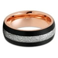 thumbnail image 2 of Meteorite Wedding Ring,Rose Gold Tungsten Ring,Engagement Ring,8mm Wedding Ring,Black Wedding Rin, 2 of 4