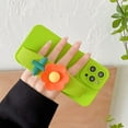thumbnail image 2 of Green Phone Case with Cute 3D Orange Flower Wristband Stand, Camera Lens Protection, Shockproof Soft Case for iPhone 11, 2 of 9