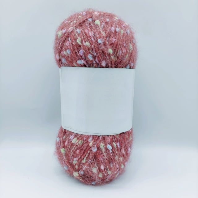 Gorro de lana polar de mohair con puntos de colores, hilo tejido a mano, bufanda, sombrero, bolso, material para muñecas listo para usar, hilo