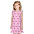 thumbnail image 1 of Balery Pink bows Camisón de princesa para niñas, pijama de algodón con mangas abullonadas, suave y bonito.-Medium, 1 of 6