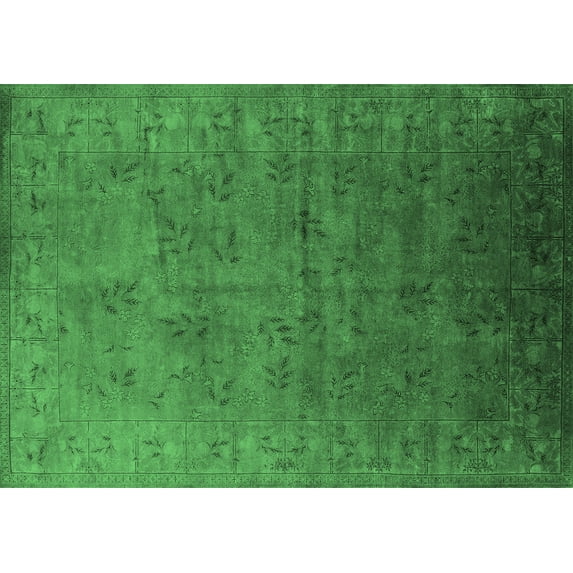 Ahgly Company Indoor Rectangle Oriental Emerald Green Industrial Area Rugs, 5' x 7'