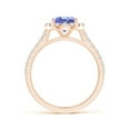 thumbnail image 2 of ANGARA Natural Oval 1.9 ct Tanzanite Halo Ring with Diamond Accents in 14K Rose Gold for Women (Size-9x7mm) | December Birthstone, Anniversary, Jewelry Gift for Women | Natural Tanzanite Ring, 2 of 9