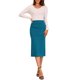 thumbnail image 2 of Falda recta de mujer Inspire Chic, midi, de cintura alta, tipo lápiz, XS, azul pavo real, 2 of 6