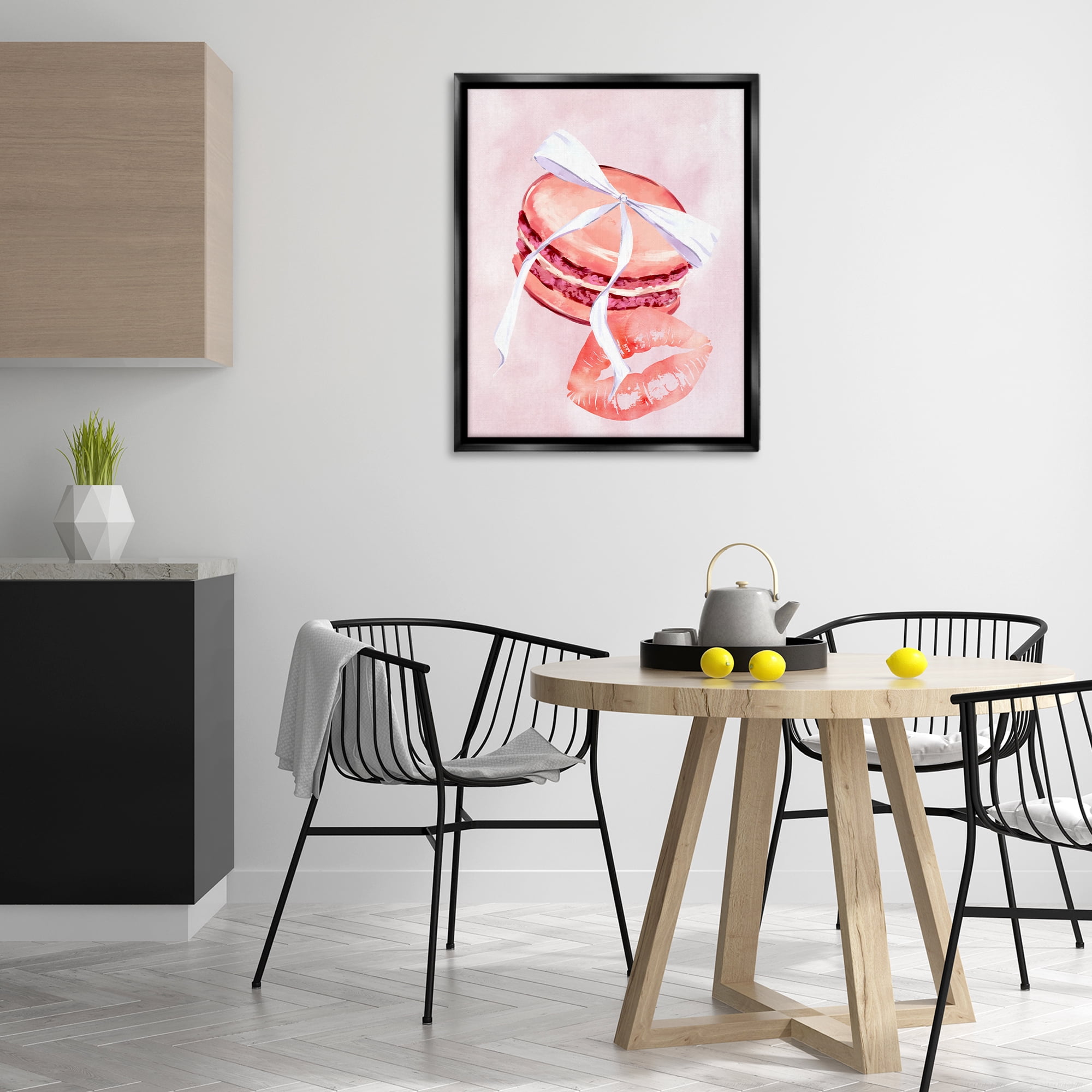 Stupell Industries Glam Macaron Dessert Food & Beverage Painting Black Floater Framed Art Print Wall Art, 25 x 31