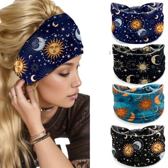 ManxiVoo Stretchy Wide Turban Headband for Women Large Fit Workout Sport and Everyday Activities