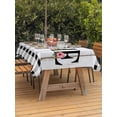 thumbnail image 3 of Outdoor Tablecloth with Umbrella Hole for Patio/Picnic/Party/Camping, Vintage Farmhouse Waterproof Table Cloth Rectangle Table Cover Washable, Farm Palm Leaves Floral Plaid Wooden Gray (52"x 70"), 3 of 8