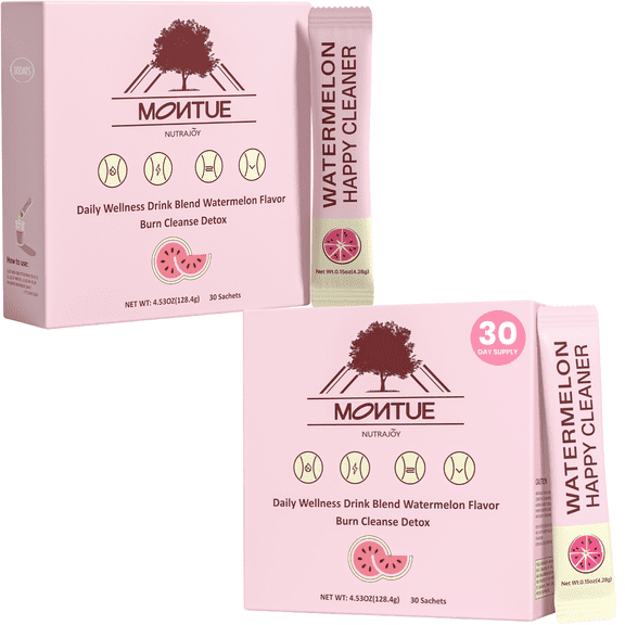 NEWELLME Happy Cleaner Super Greens Powder – Variety Pack (Watermelon & Berry), Sugar-Free Vegan Drink Mix with Chlorella & Spirulina, 28 Packets