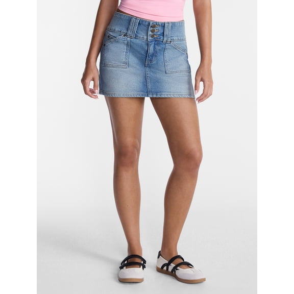 No Boundaries Three Button Mini Skort, Women's Sizes 00-20