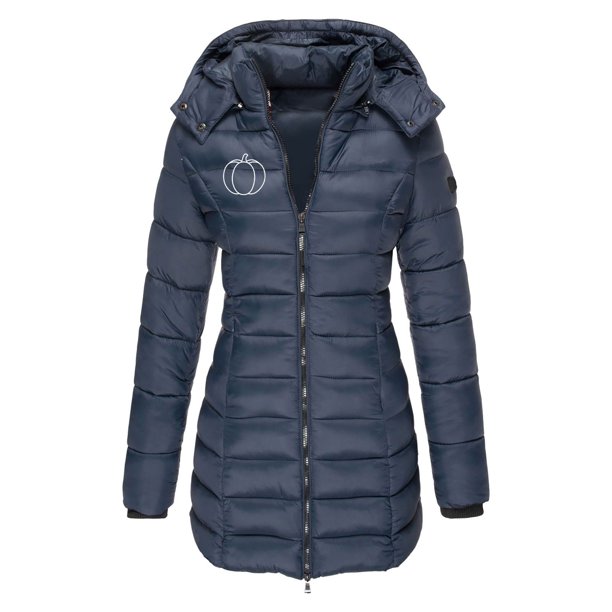 Parkas de manga larga para mujer, otoño e invierno, chaqueta holgada, mediana y larga, con estampado pequeño, chaqueta de plumón cálida, chaqueta de manga larga, abrigo para mujer
