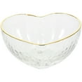 thumbnail image 1 of Tazón de postre de cristal tazón de corazón de vidrio con recorte dorado para servir bocadillos de ensalada de frutas, 1 of 5