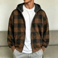 thumbnail image 2 of JIAYUE Men Zip Up Hoodie Stylish Plaid Color Block Oversize Long Sleeve With Pocket Sweatshirt Outerwear for Casual Fashion Style, 2 of 5