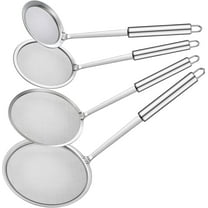 4 Pack Fine Mesh Skimmer Spoon - Stainless Steel Hot Pot Fat Skimmer Mesh Strainer Spoon for Oil Filter Skimming Grease and Foam with Long Handle Kitchen Cooking Food Strainer Ladle