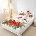 thumbnail image 4 of Manfei Red Cardinal Birds Twin Sheet Sets,Red Bow Tie Twin Fitted Sheet,Christmas Floral Flat Sheet For Men Women,Breathable Home Decor,3 Pieces, 4 of 7