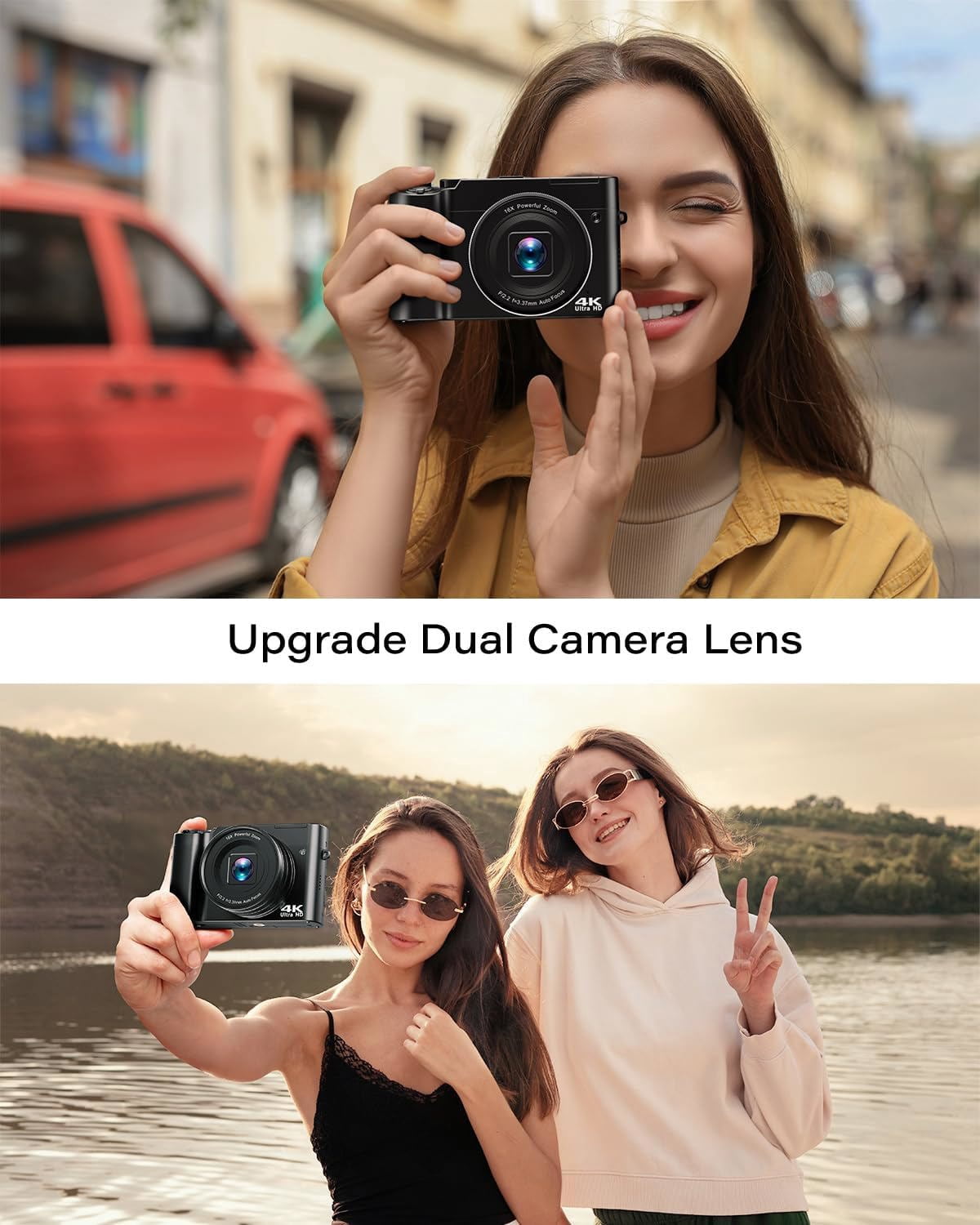 ACTITOP Digital Camera 4K Ultra HD 64MP Vlog Dual Camera for Youtube with 32GB Card 16x Zoom Autofocus Video for Photography