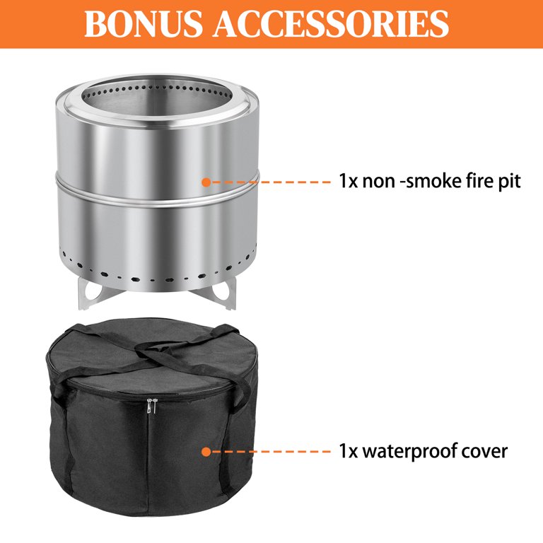 Zimtown 19 Inch Large Smokeless Fire Pit with Stand Portable