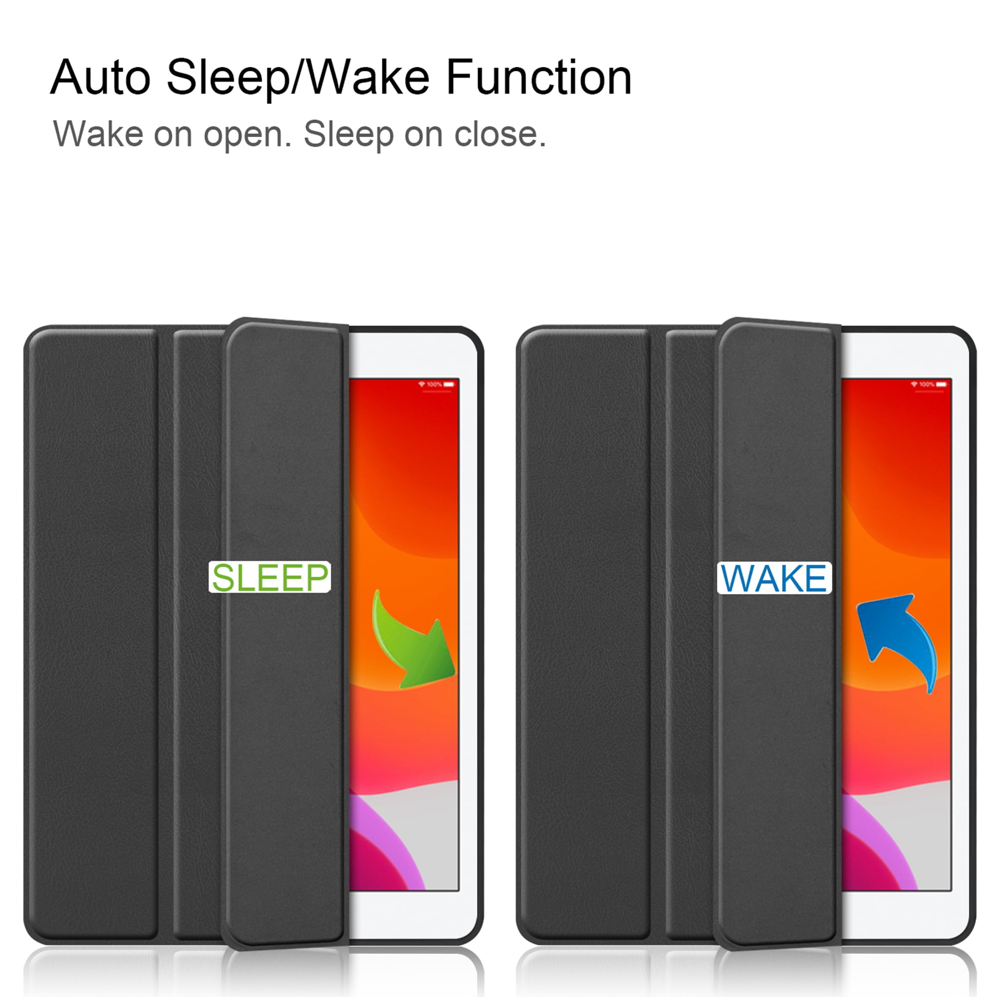 Dteck iPad 10.2 Case with Pencil Holder, iPad 7th Gen Case, Slim Fit PU Leather Trifold Smart Case Auto Wake Sleep, Flexible TPU Matte Back Cover For Apple iPad 7th Generation 10.2'' 2019, Black