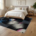 thumbnail image 3 of ODIKA 6'x9' Washable Area Rug Record Graffiti Grunge Disc Round Movie Eight Music Note Vinyl Playful for Family Room, Living Room, Master Bedroom, Non-Slip, Easy Care, 3 of 7