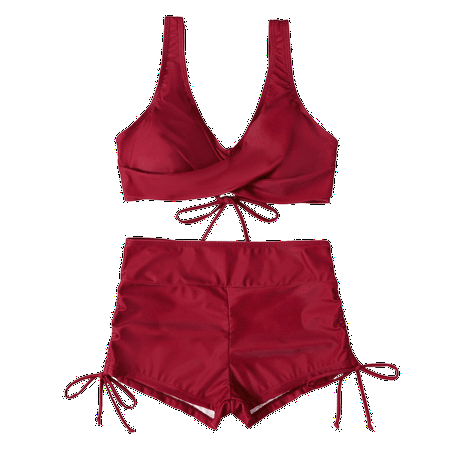 Divhosrg High Waisted Swimsuits for Women  Bikini Sets for Women Push Up  Bathing Suit for Women Tummy Control Plus Size  Women s Swimwear Bottoms  Red Swimsuits for Women Plus Clearance 5XL