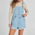 thumbnail image 5 of Women's Solid Loose Fit Denim Overalls with Multiple Pockets Casual Jumpsuit Light Blue XL, 5 of 7