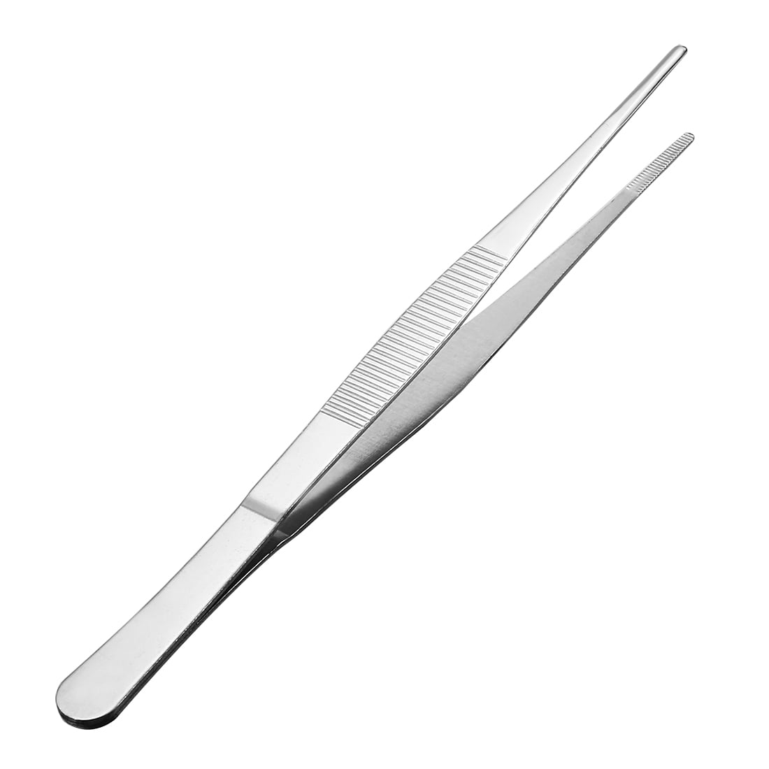 1 Pcs 8-Inch Stainless Steel Straight Blunt Tweezers Serrated Tip