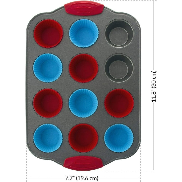 Single muffin pan, set of 12 pcs, 75 ml, silicone, red, Lékué 