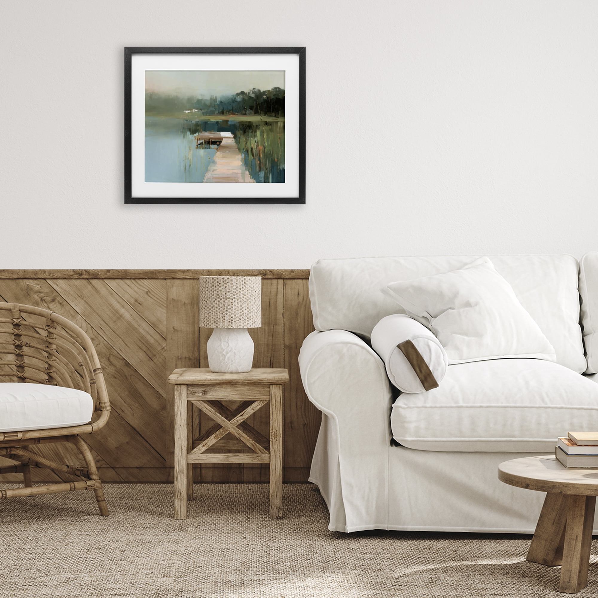 Stupell Industries Marsh Pier Abstraction Black Framed Print Under Glass, design by Kim Curinga
