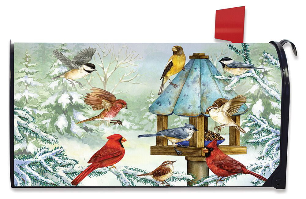 Briarwood Lane Cold Feet Warm Hearts Winter House Flag Birds Chickadee 28 x 40 