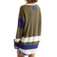 thumbnail image 3 of Womens V Neck Cardigan Sweaters Color Block Button Oversized Long Sleeve Open Front Knit Sweater Coats Olive Green M, 3 of 7