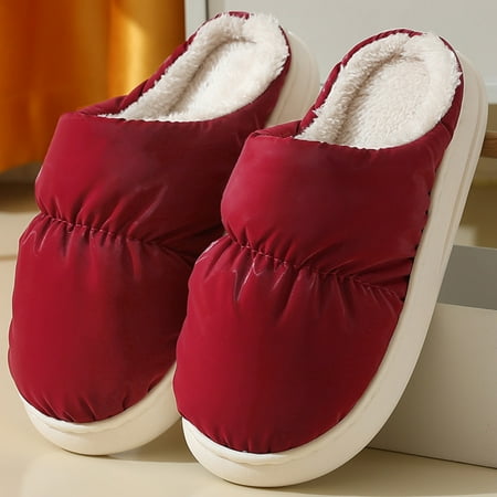 

Women Slippers Autumn And Winter Fashion And Comfortable Indoor And Outdoor Solid Color Simple Flat Warm Non Slip Red 7