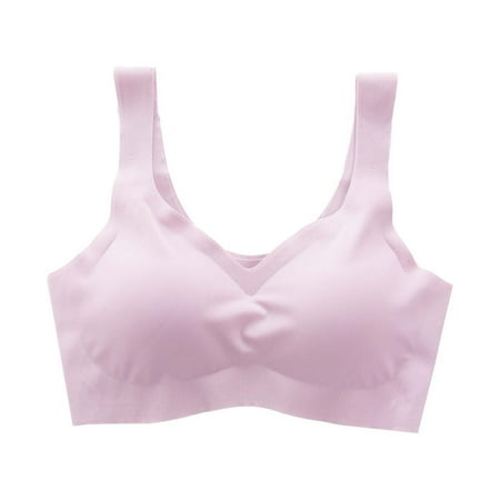 Full-Coverage Wirefree Bra Women Convertible Bra Feature V-Neck Balconette Bra Style W-928 Hook and Eye Closure Tank Tops Bra Pinks XXL