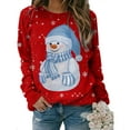 thumbnail image 4 of KZKR Womens Christmas Crewneck Long Sleeve Sweater, Cute Snowman Printing Tops Loose Casual Pullover, 4 of 5