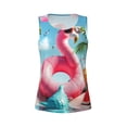 thumbnail image 3 of Picia Tropical Flamingo Pool Float Pattern Women's Workout Tank Top,Breathable Activewear,Slim Fit Athletic Top,Versatile Workout Moisture-wicking top-X-Large, 3 of 9