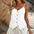 thumbnail image 3 of WRFWUL Women's Cotton Linen Button Down Sleeveless Blouses V-Neck Spaghetti Strap Tank Tops Summer Beach Vacation Clothes, 3 of 5