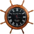 thumbnail image 3 of Nagina International 30" Nautical Ship Wheel Black Dial Imperial Clock Works (Birmingham) | Vintage Colonial Style Wall Hanging Decor & Clock | Ocean Gifts Ideas, 3 of 4