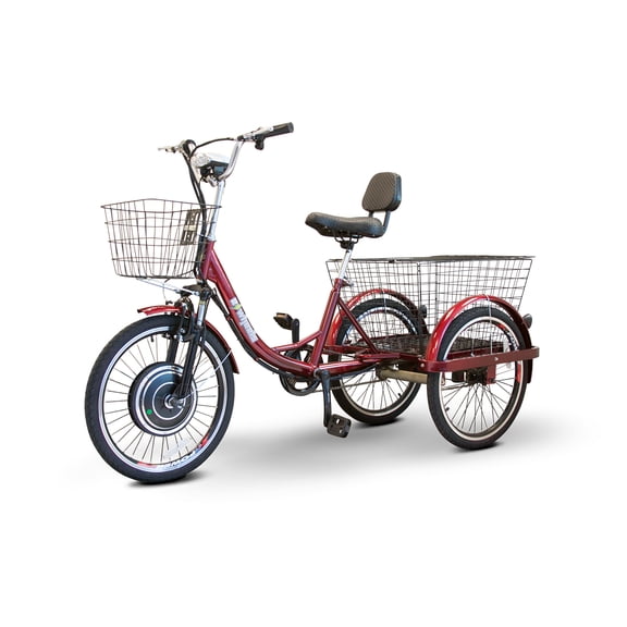 EWheels 3 Wheel Tricycle Mobility Scooter w/ Electric Or Pedal Option, Red