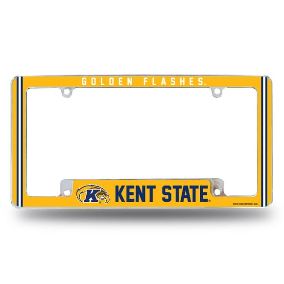 Rico Industries NcAA Kent State golden Flashes Alternate 12 x 6 chrome All Over Automotive License Plate Frame for carTruckSUV