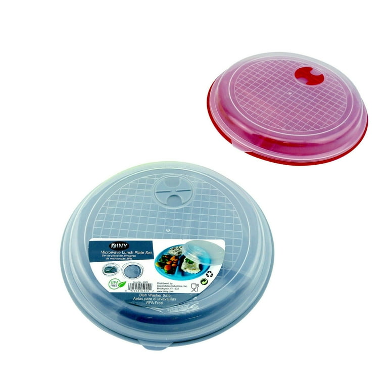 MICROWAVE DIVIDED PLATES WITH VENTED LIDS (SET OF 8 IN ASSORTED COLORS)