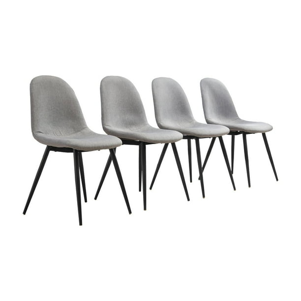 Roundhill Lassan Modern Contemporary Gray Fabric Dining Chairs Set Of 4 Walmart Com Walmart Com