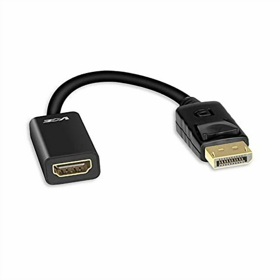 VCELINK DisplayPort to HDMI Male to Female Adapter Cable, Gold Plated, 1080P HDMI 2.0 Converter with Audio, Black - 7.8 inch