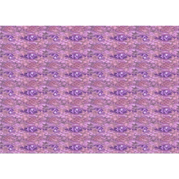 Ahgly Company Indoor Rectangle Patterned Orchid Purple Area Rugs, 8' x 12'
