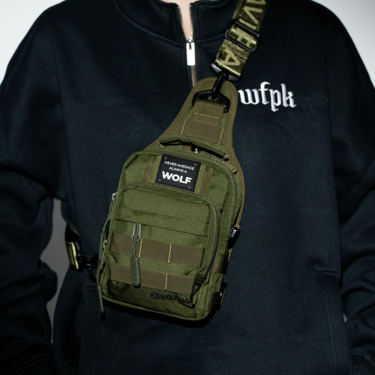 WOLFpak 4L Mini Tactical Sling Bag (OD Green) - Compact Crossbody Backpack for Gym, Travel & EDC – Tactical Shoulder Bag with Multiple Pockets – Lightweight, Durable Sling Pack for Men & Women