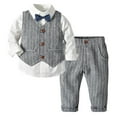 thumbnail image 3 of Toddler Boy Casual Set Long Sleeve Solid Color Shirt and Strip Pants, 3 of 8