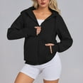 thumbnail image 3 of Womens Zip up Hoodies Cropped Sweatshirts Casual Comfy Cute Zip Jackets Fashion Trendy Fall Outfits, 3 of 6