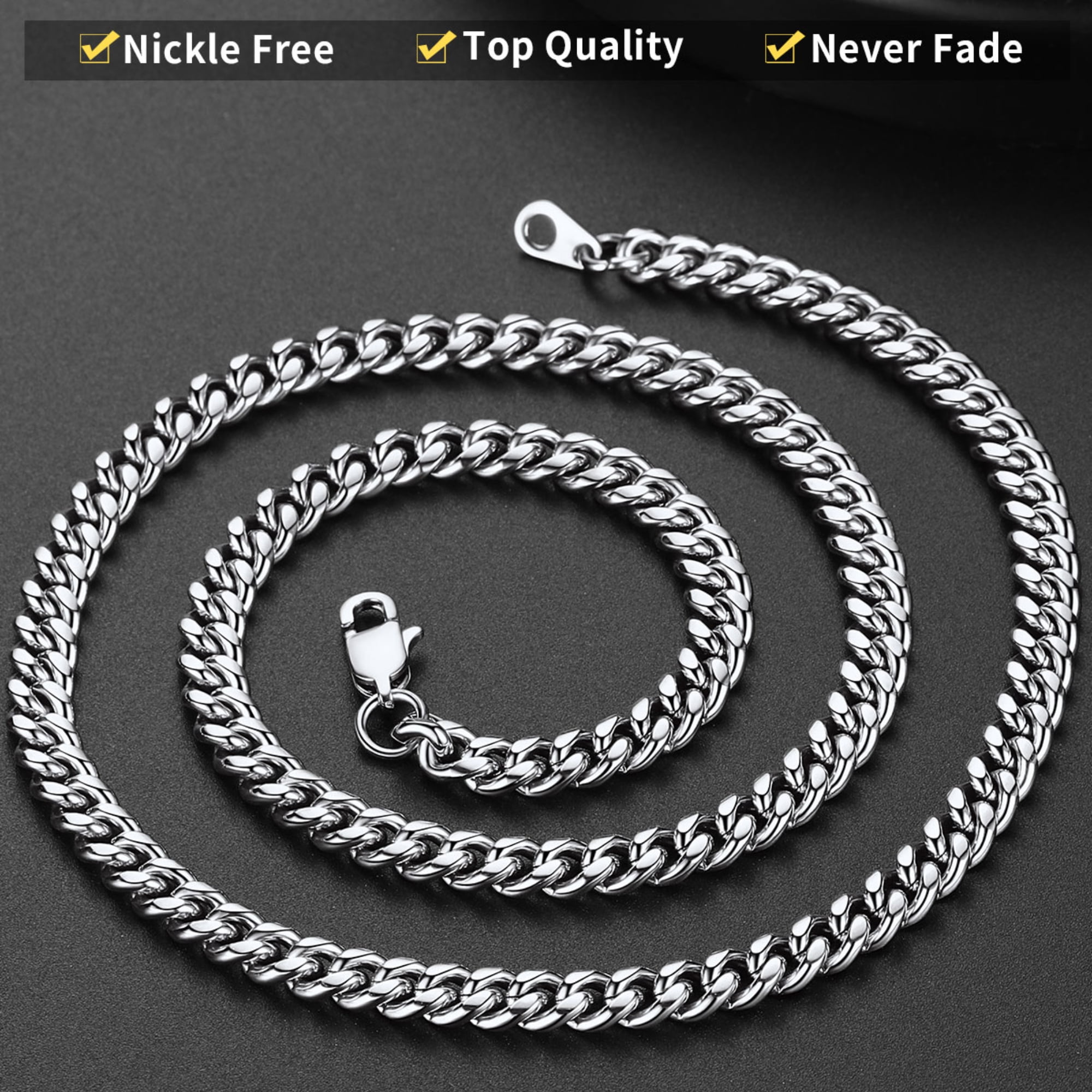 ChainsHouse Stainless Steel Cuban Link Chain Necklace for Men Durable Chains Birthday Christmas Valentines Jewelry Gift, 10mm Width 26 inch Length
