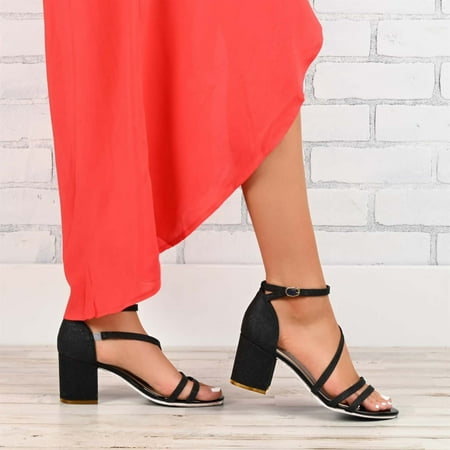 

Aayomet Womens Wedge Sandals High Sandals Thick Solid Fish Color Mouth Heel Strap Buckle Combination Ladies Fashion Women s Black 8.5