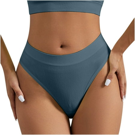 SHTXOZHI Womens Breathable Seamless Thong Panties Mid Waisted Invisible Stretch Underwear No Show Panty