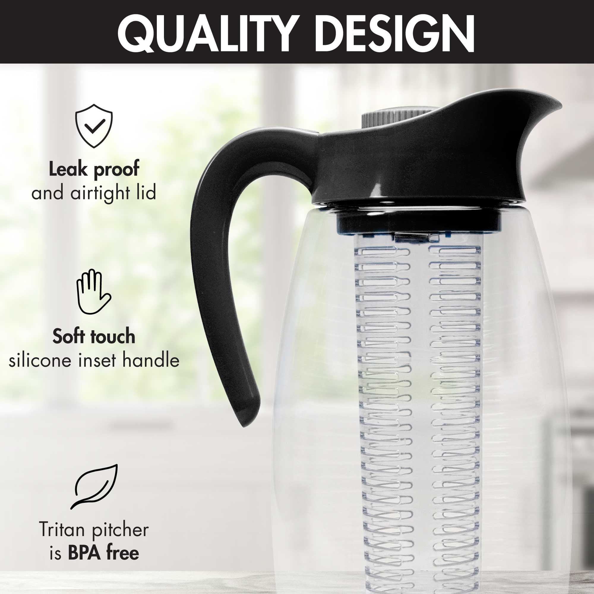 Ryback Pitcher With Infuser, Heavy Duty Water Pitcher, Drink Carafe, For  Cold Beverges, Kitchen Gadgets, Kitchen Stuff, Kitchen Accessories, Home  Kitchen Items - Temu