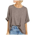 thumbnail image 2 of Women Oversized T-Shirt Summer Casual Short Sleeve Loose Tee Tops,Cethrio,Coffee,Size XL, 2 of 8